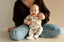 Load image into Gallery viewer, Coccoli Cotton-Modal Zipper Sleeper in Cream w/ Truck Print: Size 1M to 12M