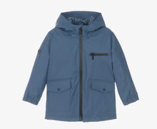 Load image into Gallery viewer, Mayoral Hooded Raincoat with Fleece Lining in Dark Blue: Size 6 to 10