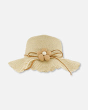 Load image into Gallery viewer, Deux Par Deux Straw Hat with Flower Detail