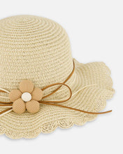 Load image into Gallery viewer, Deux Par Deux Straw Hat with Flower Detail