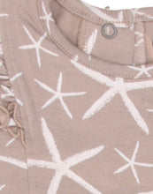 Load image into Gallery viewer, Coccoli Baby Girl Cotton Modal Dress in Brown with Starfish Print: Size 12M to 2 Years