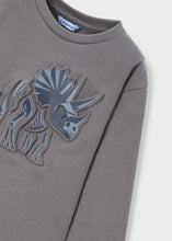 Load image into Gallery viewer, Mayoral Boys Long Sleeved Shirt with Embossed Dino on Grey: Sizes 2 to 9