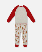Load image into Gallery viewer, Deux Par Deux Organic Cotton Two Piece Printed Pajama Set With Reindeer : Size 2 to 12 Years