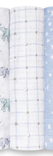 Load image into Gallery viewer, Aden + Anais Silky Soft Muslin Cotton Swaddle Blanket in Stars/Moons/Stripes Print
