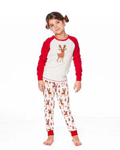 Load image into Gallery viewer, Deux Par Deux Organic Cotton Two Piece Printed Pajama Set With Reindeer : Size 2 to 12 Years