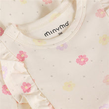 Load image into Gallery viewer, Minymo White with Pink Floral Print and sparkles Romper: Size 3M to 12M
