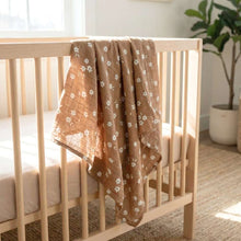 Load image into Gallery viewer, Extra Large Organic Cotton/ Bamboo Swaddle Blanket in Cinnamon Daisy