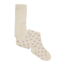 Load image into Gallery viewer, Minymo Girls Set Of Two Tights In Colour Pink/Cream with Pink Hearts: Size 2-3Y to 8-9Y