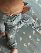 Load image into Gallery viewer, Gunamuna “Giraffe” Convertible Bamboo Footie: Size 0/3M to 18/24M