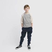 Load image into Gallery viewer, Mini Mioche Cloud Baseball Tee in Heather Grey/Natural: Size 1/2 to 13/14