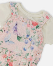 Load image into Gallery viewer, Deux Par Deux Printed Organic Cotton Muslin Overalls With Berry and Butterfly Print: Size 3M to 12M