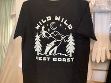 Load image into Gallery viewer, Roo & Crew “Wild, Wild West Coast” 100% Cotton Tee in Black: Size 6M to Medium