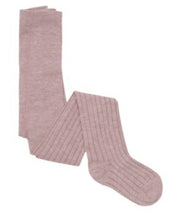 Load image into Gallery viewer, Minymo Girls Set Of Two Tights In Colour Pink/Cream with Pink Hearts: Size 2-3Y to 8-9Y