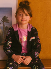 Load image into Gallery viewer, Deux Par Deux Girls Black Bi-material Zipped Hoodie in Sherpa and Fleece: Size 3-10y