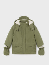 Load image into Gallery viewer, Mayoral Baby Boy Winter Parka With Mittens in Khaki: Size 6M-24M