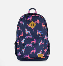 Load image into Gallery viewer, Deux Par Deux Backpack Navy Printed Unicorn