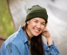 Load image into Gallery viewer, XS United Knit Beanie in Olive: One Size fits most Teen/Adult
