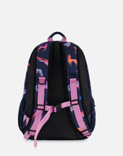 Load image into Gallery viewer, Deux Par Deux Backpack Navy Printed Unicorn