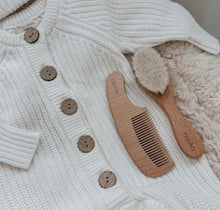 Load image into Gallery viewer, Nouka Baby Grooming Set (Brush/Comb) in Natural Wood