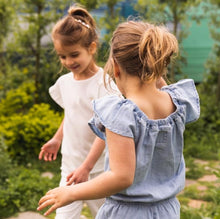 Load image into Gallery viewer, Girls jumpsuit short jeans blue: Size 3-12