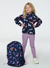 Load image into Gallery viewer, Deux Par Deux Backpack Navy Printed Unicorn