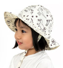 Load image into Gallery viewer, Jan & Jul Gro-with-me Cotton Grow with Me Bucket Floppy Hat in Dino Print: Sizes S to XL