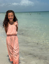 Load image into Gallery viewer, Poppet & Fox Strappy Cotton Jumpsuit in Peach: Sizes 4 to 8