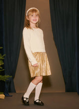 Load image into Gallery viewer, Hatley Gold Sparkle Skirt Sweater Dress: Size 2T to 12