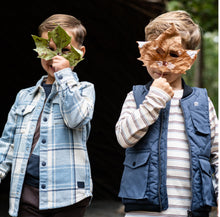 Load image into Gallery viewer, Soft Blue Off White Plaid 100% Cotton Shacket : Sizes 2-6