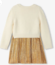 Load image into Gallery viewer, Hatley Gold Sparkle Skirt Sweater Dress: Size 2T to 12