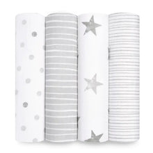 Load image into Gallery viewer, Aden + Anais Silky Soft Classic Muslin Cotton Swaddle Blanket Grey Stars Print