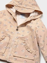 Load image into Gallery viewer, Mayoral Hooded Raincoat with Fleece Lining in Biscuit Heart Print: Size 2 to 10