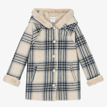 Load image into Gallery viewer, Mayoral Girls Hooded Plaid Coat with Sherpa Lining : Size 4 to 9