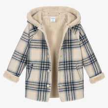 Load image into Gallery viewer, Mayoral Girls Hooded Plaid Coat with Sherpa Lining : Size 4 to 9