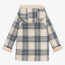 Load image into Gallery viewer, Mayoral Girls Hooded Plaid Coat with Sherpa Lining : Size 4 to 9