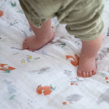 Load image into Gallery viewer, Aden + Anais Silky Soft Muslin Cotton Swaddle Blanket in Fox and Friends Print