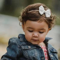 Load image into Gallery viewer, Baby Wisp White Bow Baby Girl Headband: Size 0 to 18M