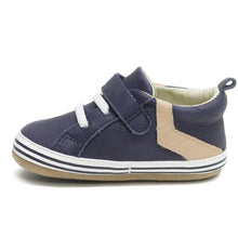 Load image into Gallery viewer, Robeez “Adam” Soft Sole Leather Baby Shoes in Navy