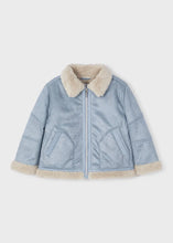 Load image into Gallery viewer, Mayoral Sherpa Lined Faux Leather Jacket in Sky Blue: Size 3 to 9