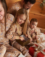 Load image into Gallery viewer, Deux Par Deux Organic Cotton Christmas Two Piece Printed Pajama Set With Deer And Trees in Golden: Size 2 to 12 Years