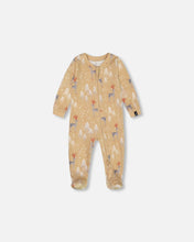 Load image into Gallery viewer, Deux Par Deux Organic Cotton Christmas One Piece Deer Print Sleeper in Golden: Size 3M to 24M