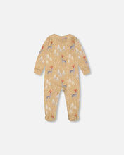Load image into Gallery viewer, Deux Par Deux Organic Cotton Christmas One Piece Deer Print Sleeper in Golden: Size 3M to 24M
