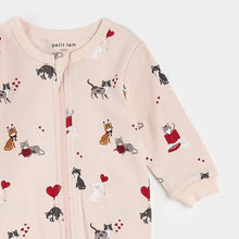 Load image into Gallery viewer, Petit Lem “Meowentine” Print Baby Sleeper: Sizes NB to 24M