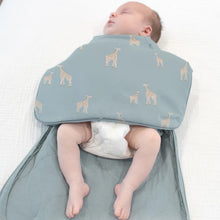 Load image into Gallery viewer, Gunamuna Premium Bamboo Swaddle Sleepsack “Giraffe” Pattern NB to 3M