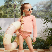 Load image into Gallery viewer, Miles the Label Girls Embossed Seashell Print on Long Sleeve Rashguard Swim Set: Size 6 to 10 Years