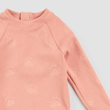 Load image into Gallery viewer, Miles the Label Girls Embossed Seashell Print on Long Sleeve Rashguard Swim Set: Size 6 to 10 Years