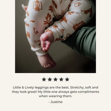 Load image into Gallery viewer, Little & Lively “Adventure” Printed Bamboo Cotton Leggings MADE IN CANADA: Size 0/3M to 6T