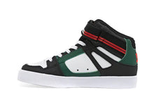 Load image into Gallery viewer, DC High Top EV Black/White/ Green Shoes: Size 10 to 7