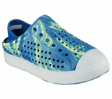 Load image into Gallery viewer, Skechers Foamies Light Up Water Shoes in “Solar Beamz” in Blue/Lime: Size 11 Toddler to Kids 5