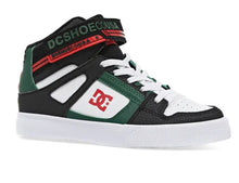 Load image into Gallery viewer, DC High Top EV Black/White/ Green Shoes: Size 10 to 7